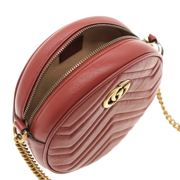 Gucci Marmont Chevron Crossbody Round Chain Shoulder Bag New - Picture 6 of 8